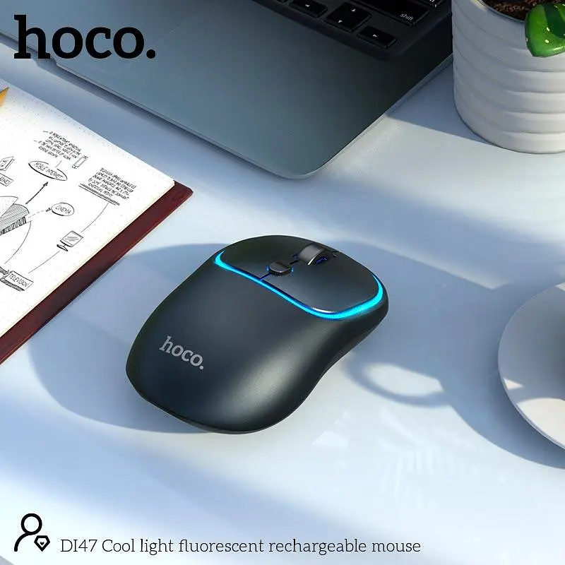 Миша Hoco DI47 Cool світло-флуоресцентна акумуляторна миша 2.4G / BT чорна - фото 7