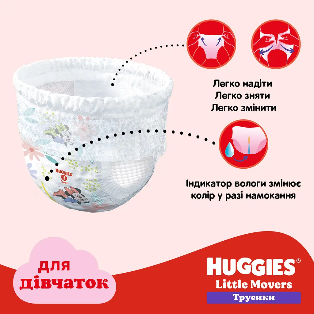 Уцінка. Набір підгузки-трусики для дівчаток Huggies Little Movers Pants 4 (9-14 кг) 72 шт.  - фото 11