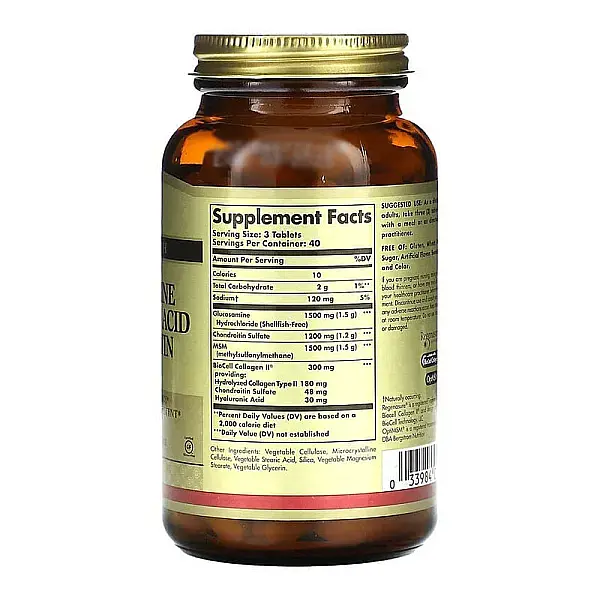 Глюкозамин, гиалуроновая кислота, хондроитин Solgar Glucosamine Hyaluronic Acid Chondroitin МСМ 60 таблеток - фото 2