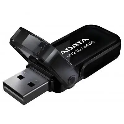 USB флеш накопитель ADATA 64GB UV240 Black USB 2.0 (AUV240-64G-RBK) - фото 2