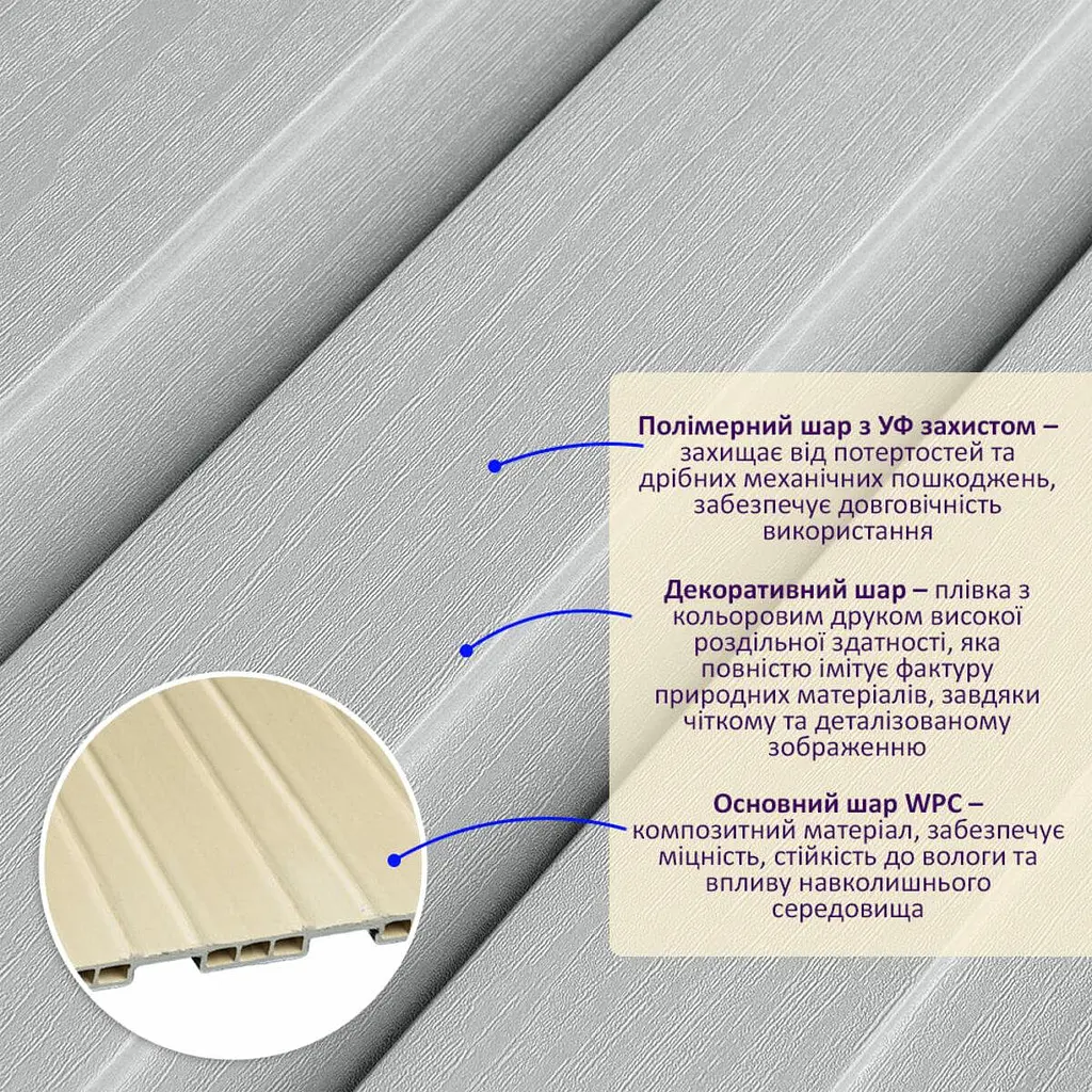 Рейка декоративна Sticker Wall WPC стінова 200х11х2900мм SW-00003012 - фото 2