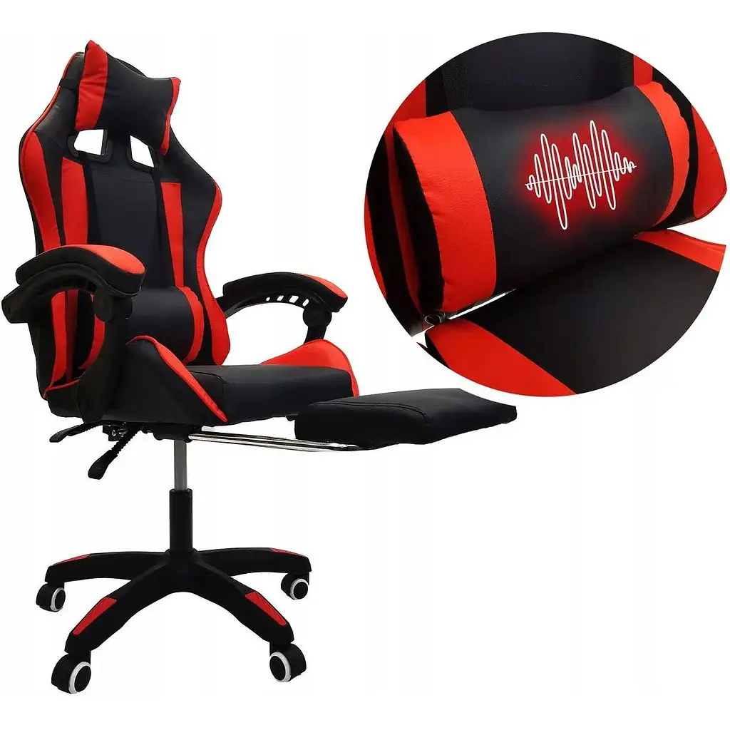 Компьютерное кресло Kontrast Viper Black-Red с функцией массажа - фото 5