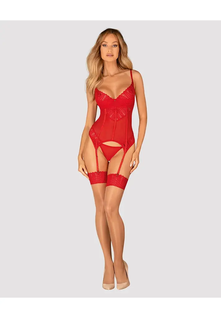 Комплект боди и стринги Obsessive Ingridia M/L красный - фото 3