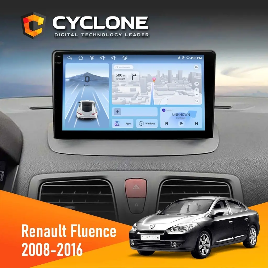 Штатна магнітола Renault Fluence 2009-2017 Cyclone C9-012 4x64, DSP, 4G Cyclone (НФ-00008002)
