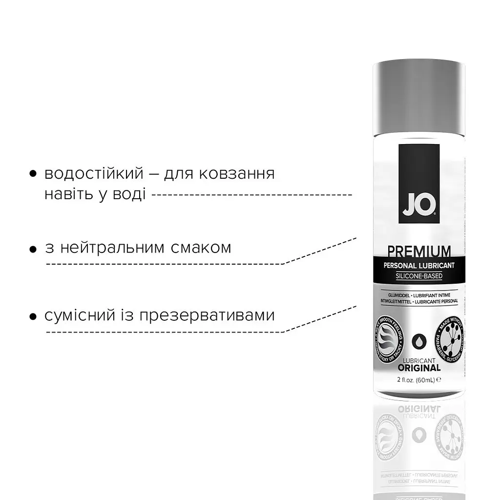 Лубрикант на силіконовій основі JO PREMIUM — ORIGINAL (60 мл) без консервантів - фото 3