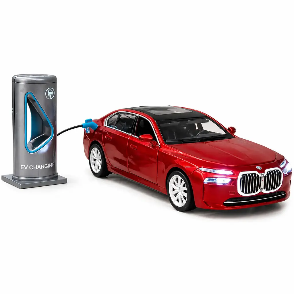 Колекційна металева модель автомобіля Автопром BMW i7 із зарядною станцією, інерцією, світлом та звуком 1:32 - фото 8