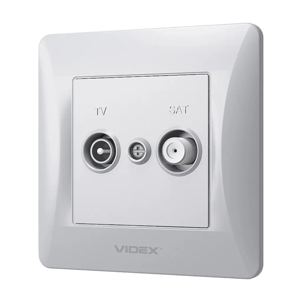 ТВ розетка Videx BINERA TV + SAT кінцева срібний шовк (VF-BNSK2TVSATE-SS)