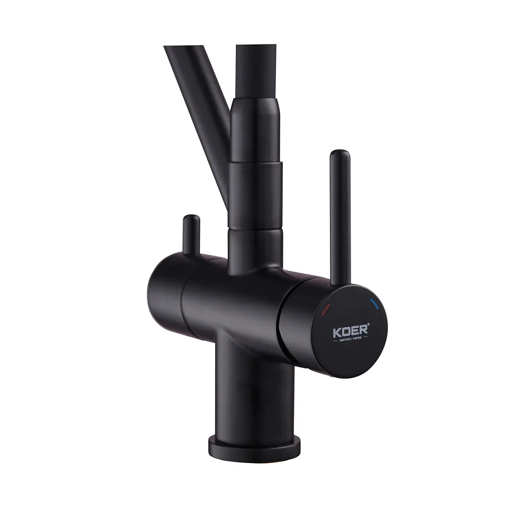 Смеситель для кухни на две воды с гибким изливом Koer KB-72006-05 KR3380 Черный матовый - фото 3