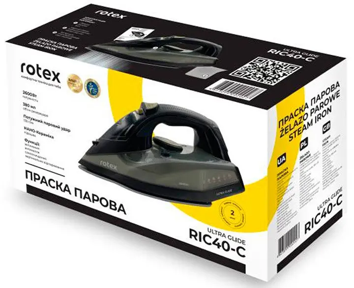 Гладильный утюг Rotex RIC40-C Ultra Glide Керамическое покрытие 2600Вт Резервуар для воды 380мл Черный - фото 8