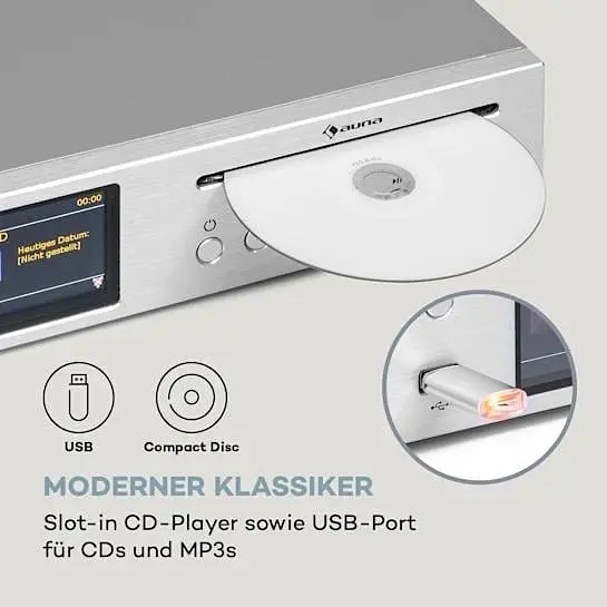 Підсилювач ресивер Auna HiFi CD Silver Star Internet/DAB+/FM CD WiFi (10036446) - фото 4