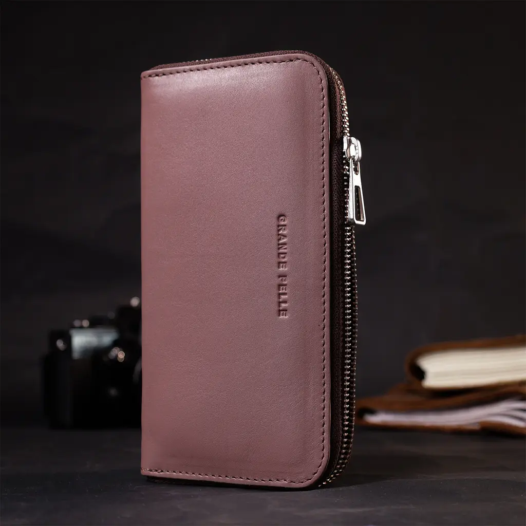 Кожаный женский кошелек Grande Pelle 19.5х9.7х2 см acs0027012 - фото 6