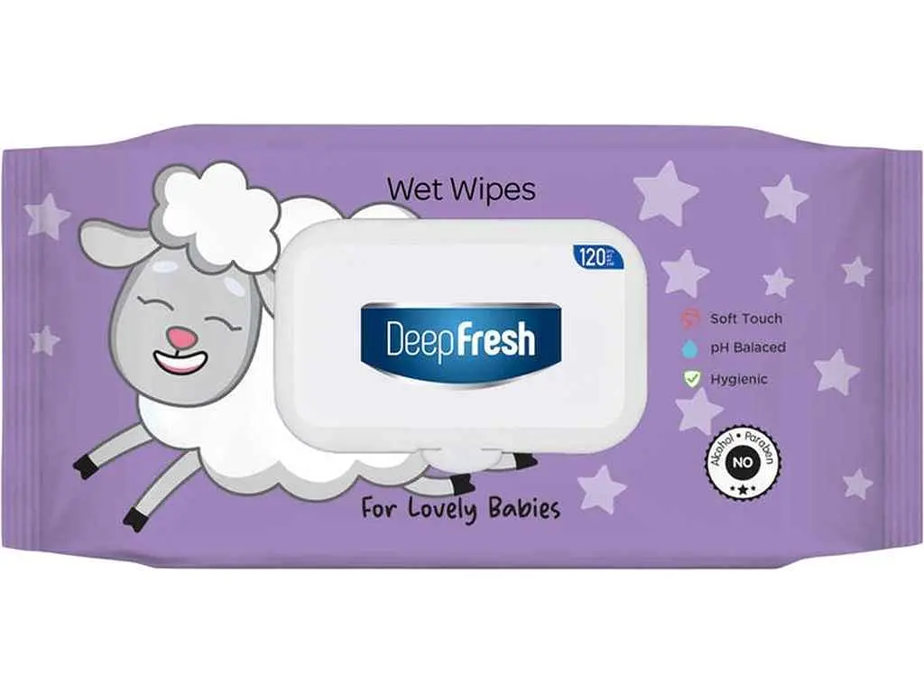 Вологі серветки DEEP FRESH 120шт д/дітей Lovely Babies LITTLE LAMB (клапан)