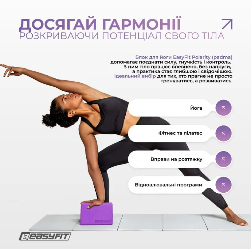 Блок для йоги EasyFit Polarity рadma (EF-1821-VP) - фото 7