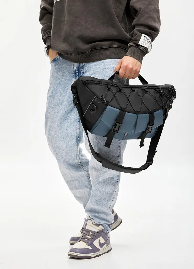Чоловіча cумка-бананка під ноутбук Sambag Urban Pro чорно-синя 46 × 26 см (51411215m) - фото 3
