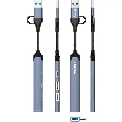 Концентратор ColorWay USB-A/USB-C 4-in-1 USB2.0х2/USB3.0/USB-C2.0 (CW-HUB06) - фото 4