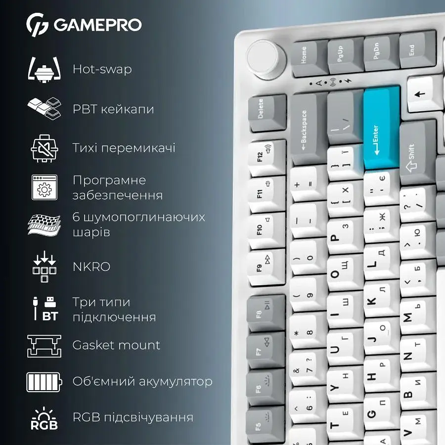 Клавіатура GamePro Asgard Yord White (MK266WH) [152948] - фото 7
