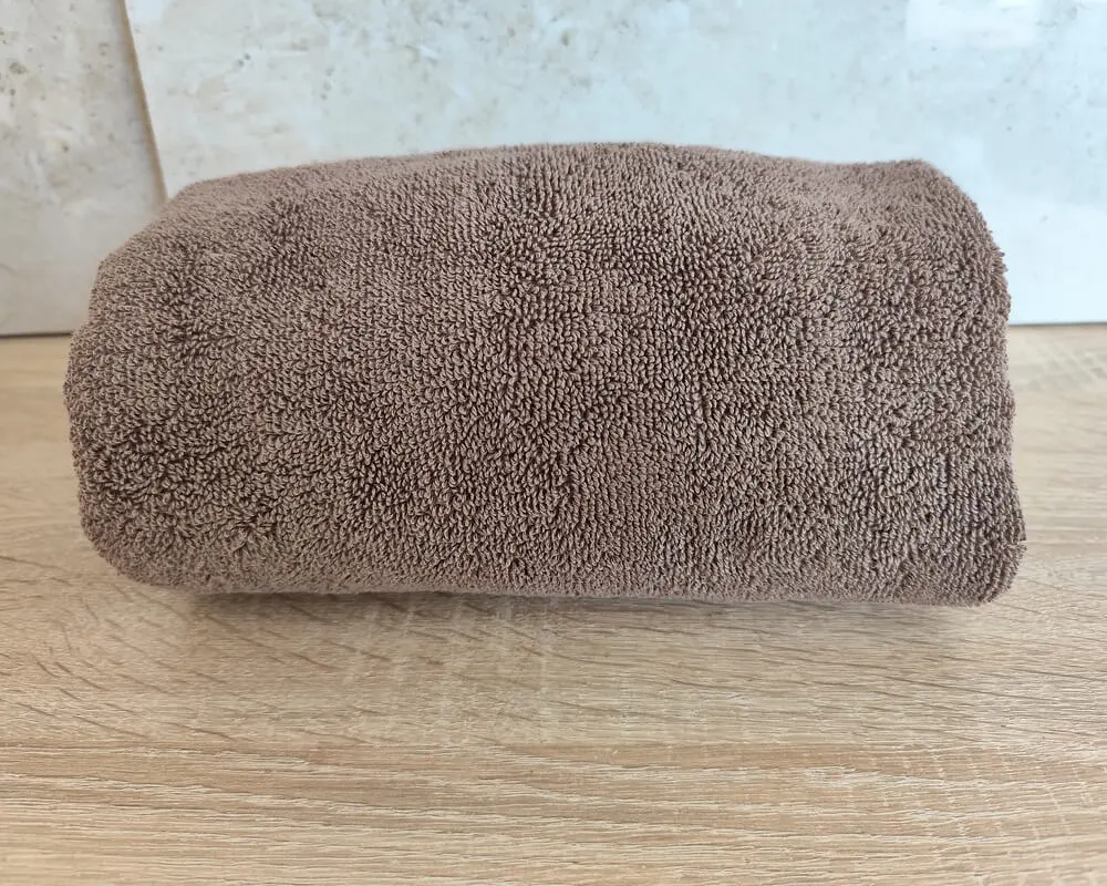 Рушник турецький махровий однотонний Zeron 50х90 коричневий щільність 550 г/м2 низька петля 20/2 - фото 4