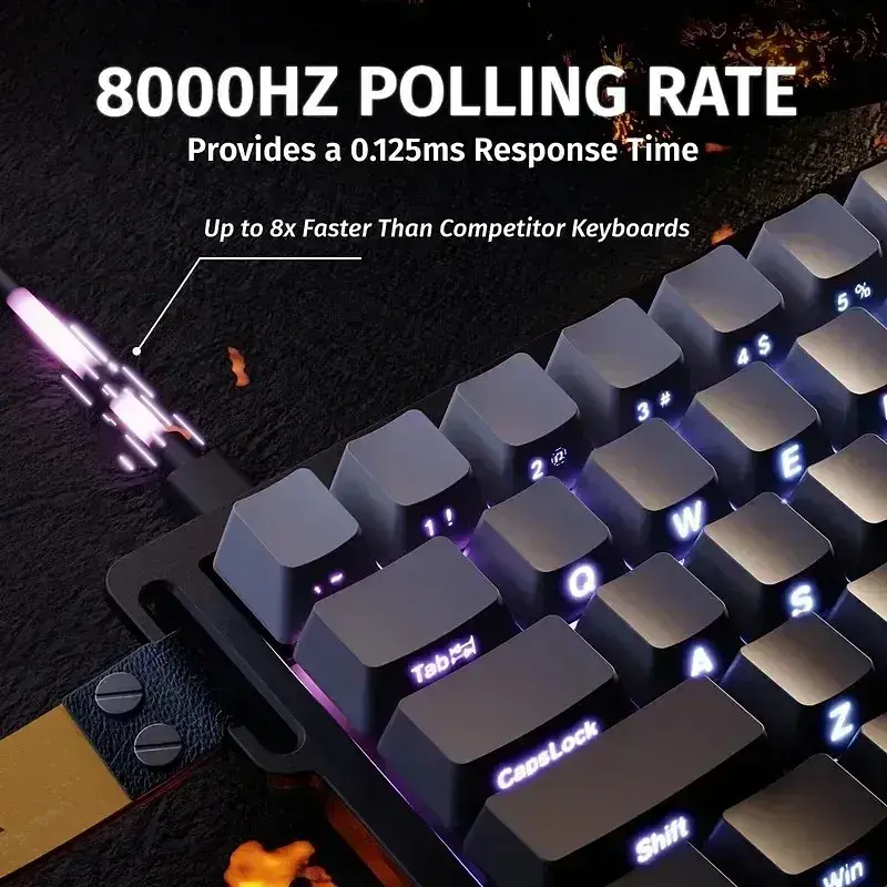 Ігрова магнітна клавіатура ATTACK SHARK X68 HE,RGB,Rapid Trigger, Чорний з лініями - фото 7