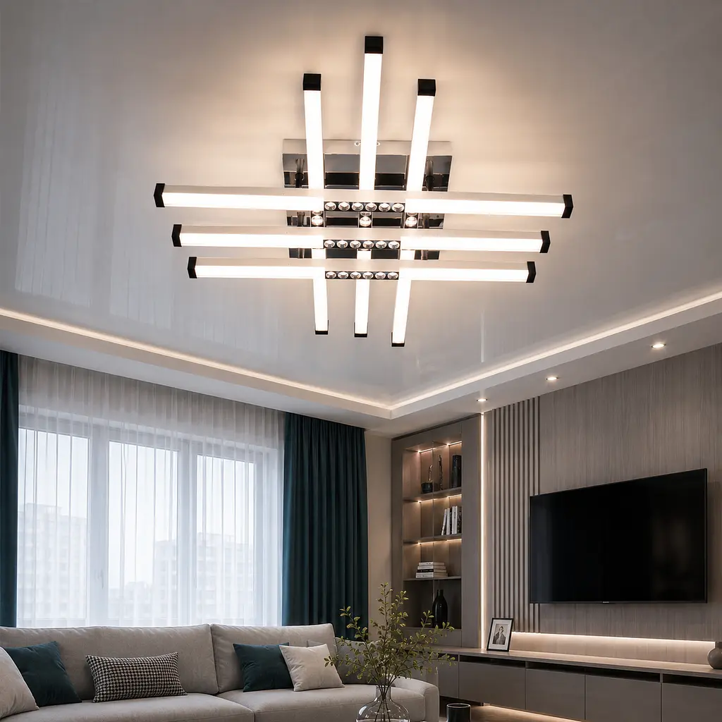 Сучасна стельова LED-люстра Diasha 2532WH+BK dimmer білий + чорний, 60 Вт, з пультом і димером, 68 см, до 10m2 - фото 6