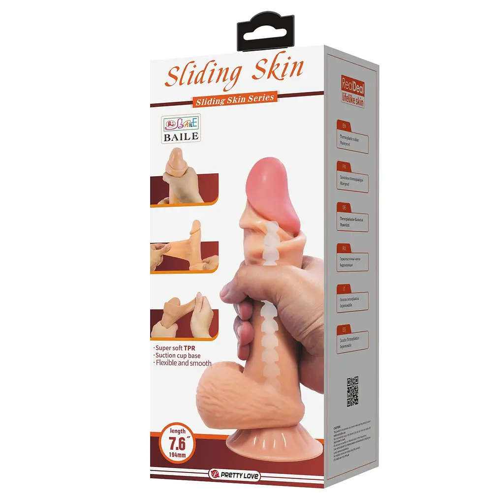 Фалоімітатор Baile Sliding Skin Bendable 7.6'' 19.4 см тілесний - фото 11