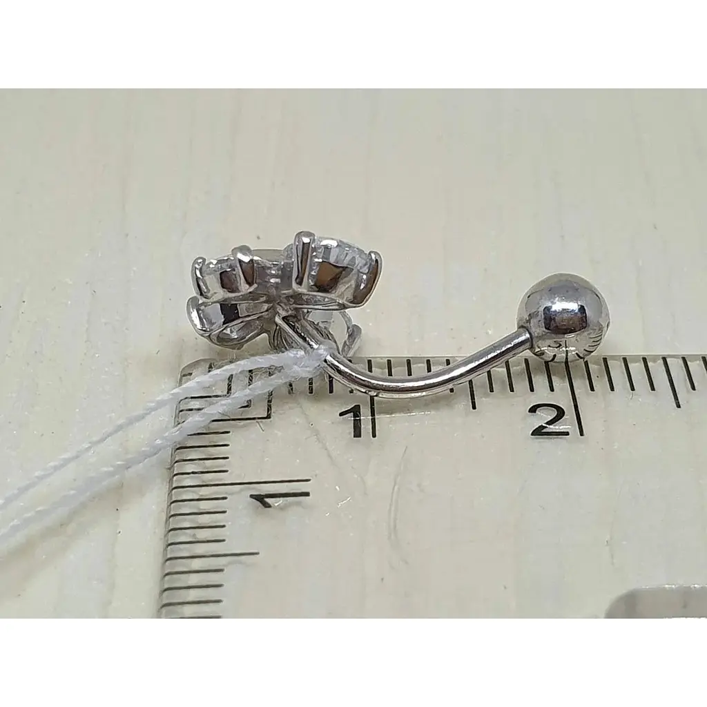 Срібна сережка для пірсингу пупка Ірій з фіанітами. 6006 - фото 3