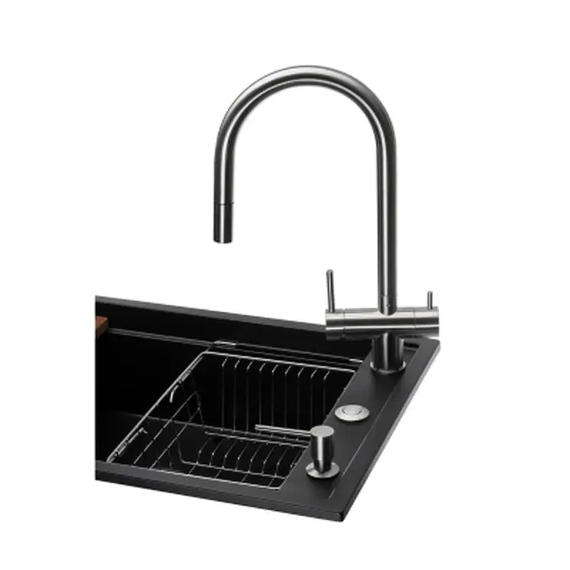 Мийка кухонна GRANADO Royal Estella black (+ подрібнювач Algar 1000 + змішувач Ferrol inox + дозвтор Redondo inox + ко (ksg0301) - фото 2