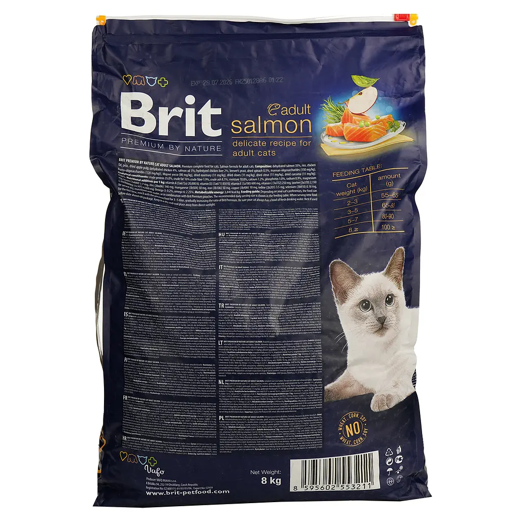 Сухий корм для котів Brit Premium Nature Cat Adult Salmon з лососем 8 кг - фото 3