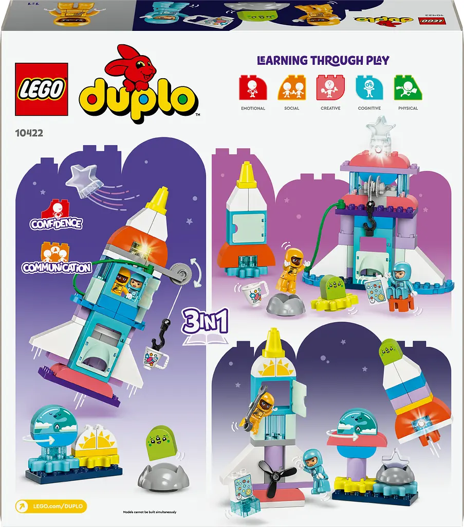 Конструктор LEGO DUPLO Пригоди на космічному шатлі 3-в-1 58 деталей (10422) - фото 9