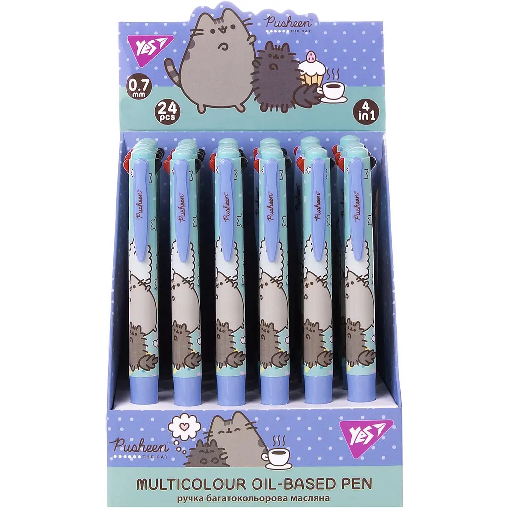 Ручка кулькова автоматична Yes Pusheen 0,7 мм 4 кольори (412265) - фото 3