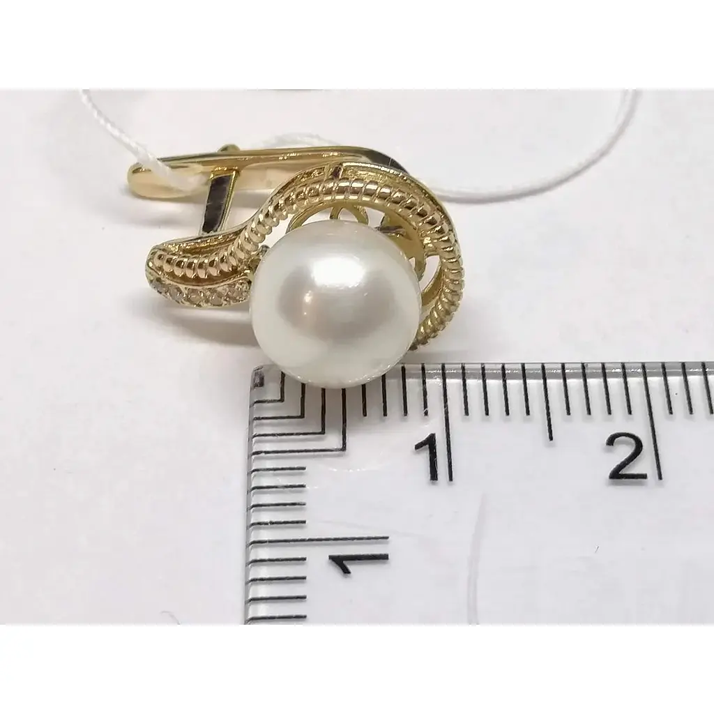 Золоті сережки Гаразд з перлами і фіанітами. 3532785 - фото 5