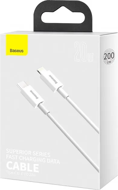 Кабель Baseus Superior Series Fast Charging Data Cable Type-C to iP PD 20W 2m White - фото 3