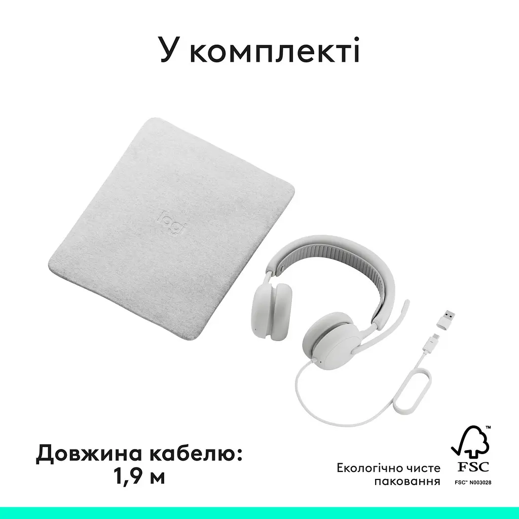 Гарнітура Logitech Zone Wired 2 USB Off-Білий (981-001621) - фото 10
