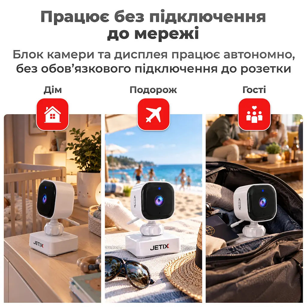 Портативна відеоняня JETIX BabyCam 5 PLUS з великим HD-екраном та тримачем - фото 3