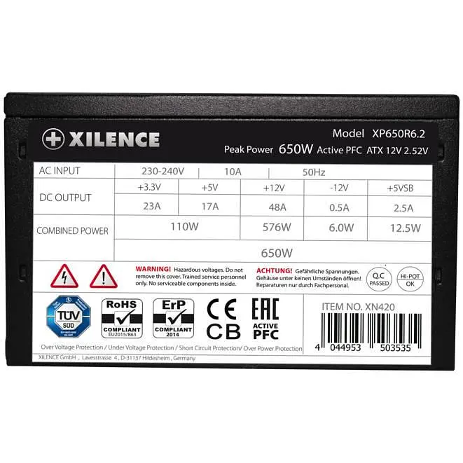 Блок живлення 650W Xilence XP650R6.2 Performance C+ 120mm, 80+ Білий, Retail Box - фото 4