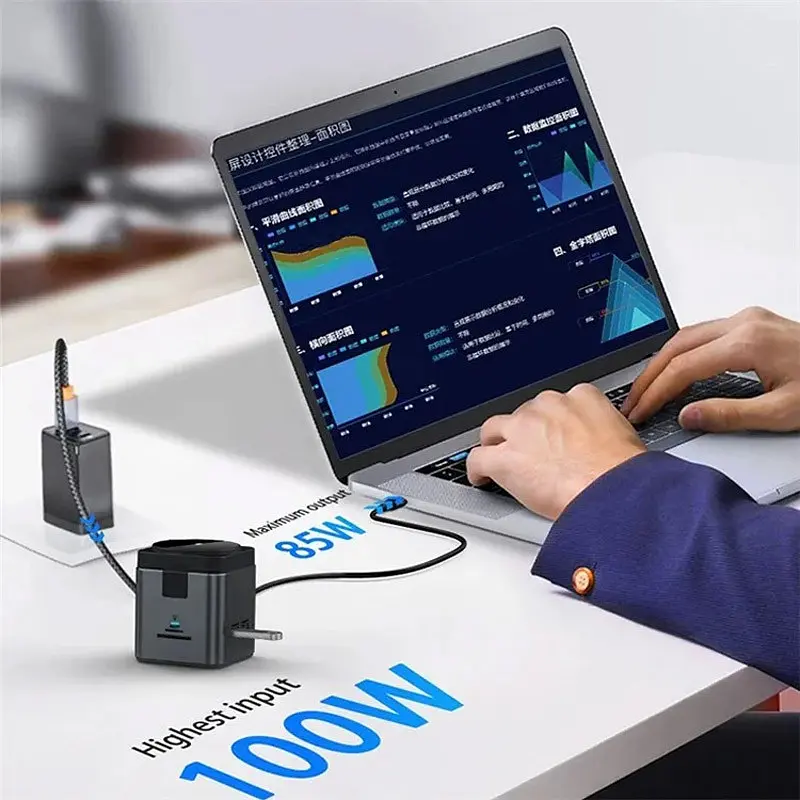 БЗП Wi-W025 Cube 9in1 USB-C + HUB Gray Wiwu teh0029894 - фото 3