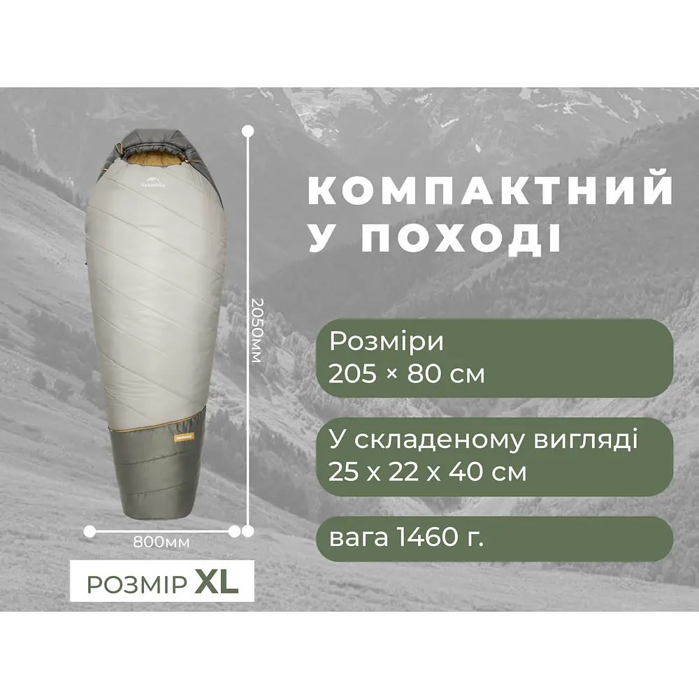 Спальник Naturehike Pro MG270 CNK2550WS044, p-p XL, зелений - фото 11