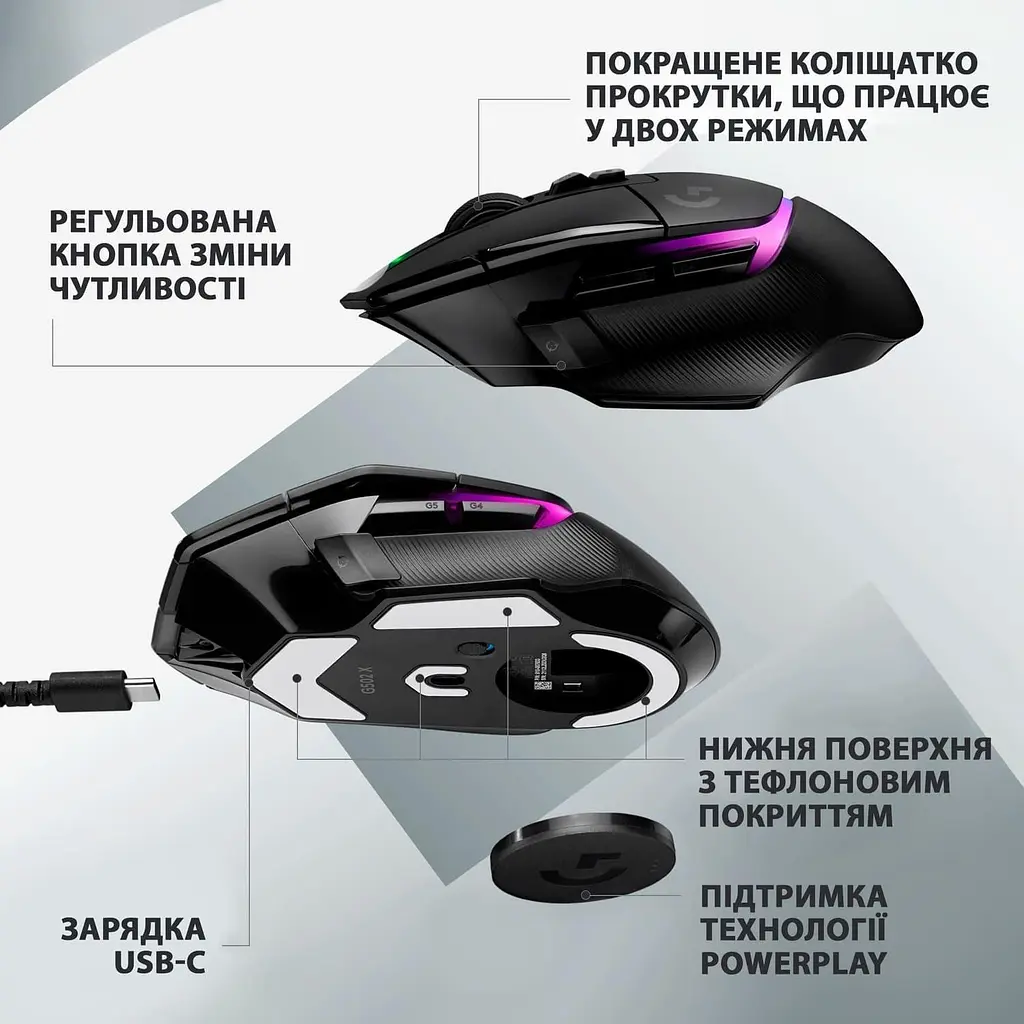 Бездротова миша Logitech G502 X Plus Wireless Black (910-006162) - фото 7