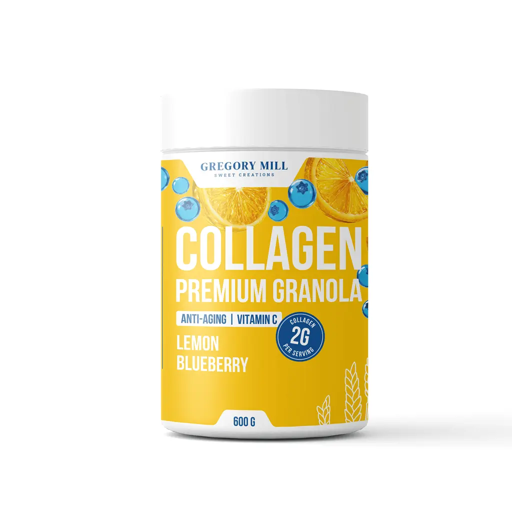 Колагенова гранола Лимон Чорниця Lemon Blueberry Collagen Premium Granola Gregory Mill 600 г