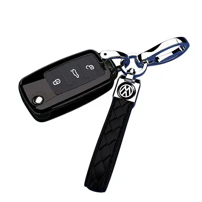 Чохол ключа Volkswagen чорний чорний ремінець (3 кнопки) - фото 3