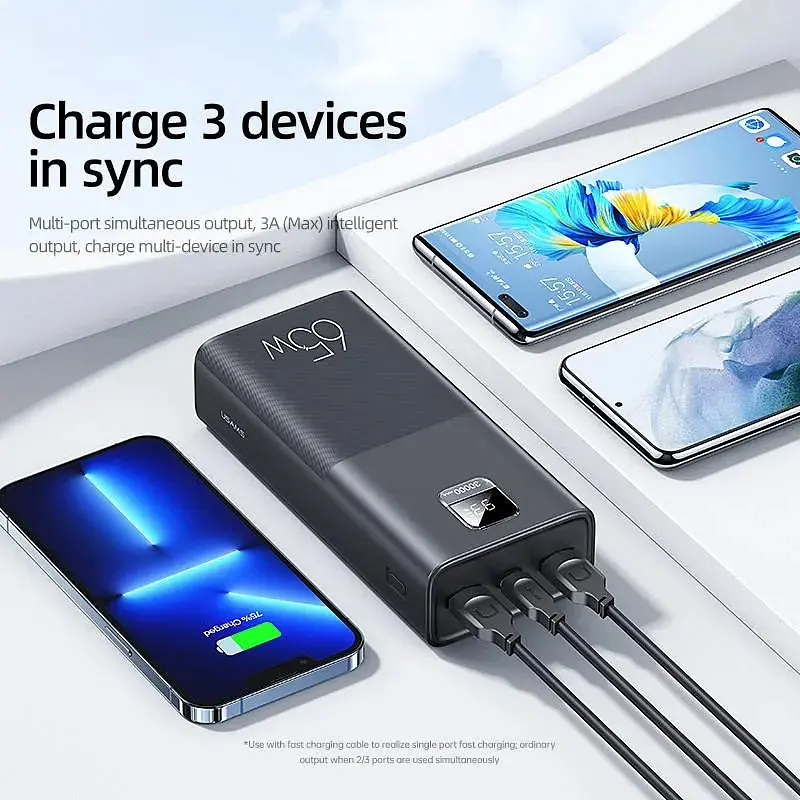 Powerbank USAMS для ноутбука телефону швидка зарядка QC3.0 PD3.0 30000 mAh 65W - фото 9