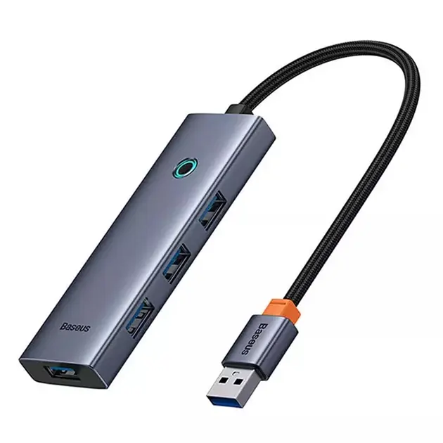 USB-хаб Baseus UltraJoy Series 4-Port (USB-A to USB3.0*4) B0005280A813-02 Grey - фото 4