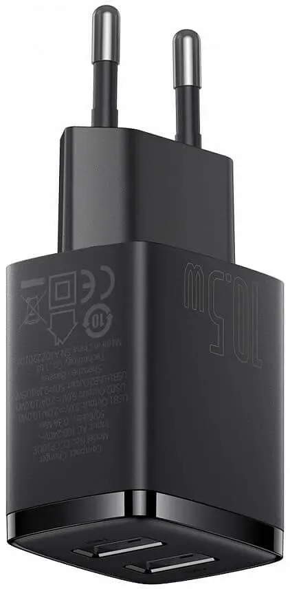 Зарядний пристрій Baseus Compact 10.5W 2 USB black (CCXJ010201) - фото 4