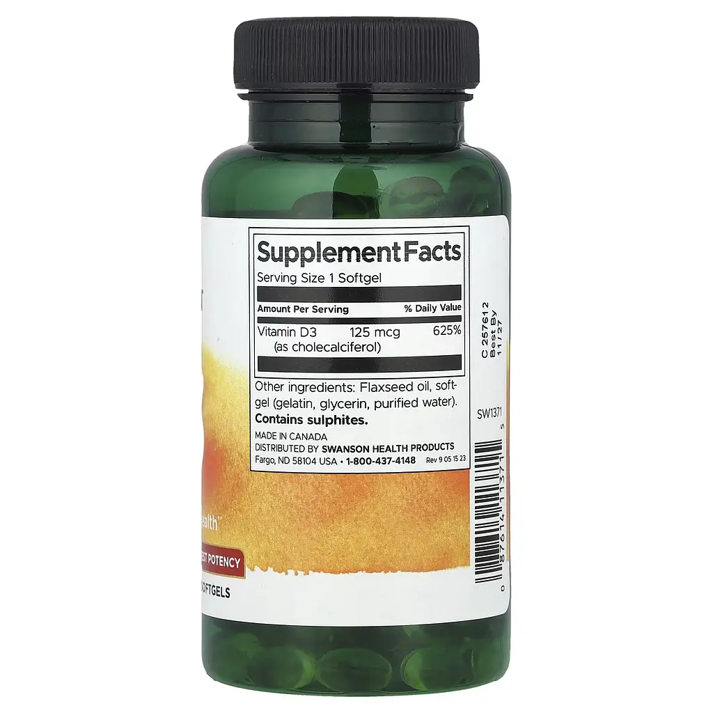 Вітамін D3 найефективніший Vitamin D3 Highest Potency 5,000 IU (125 мкг) - 250 софтгель - фото 2
