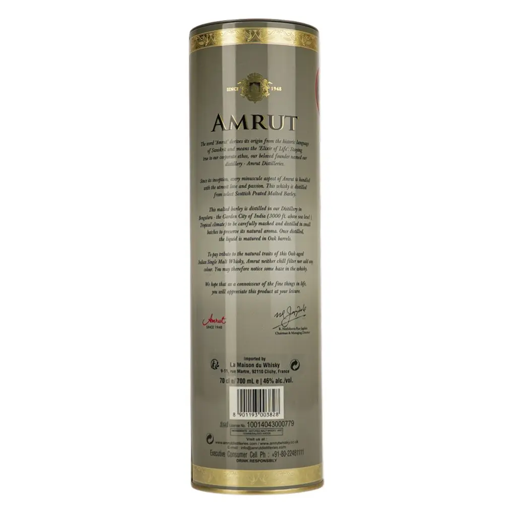 Виски Amrut Peated Indian Single Malt, 46%, 0,7 л, подарочная упаковка, - фото 2