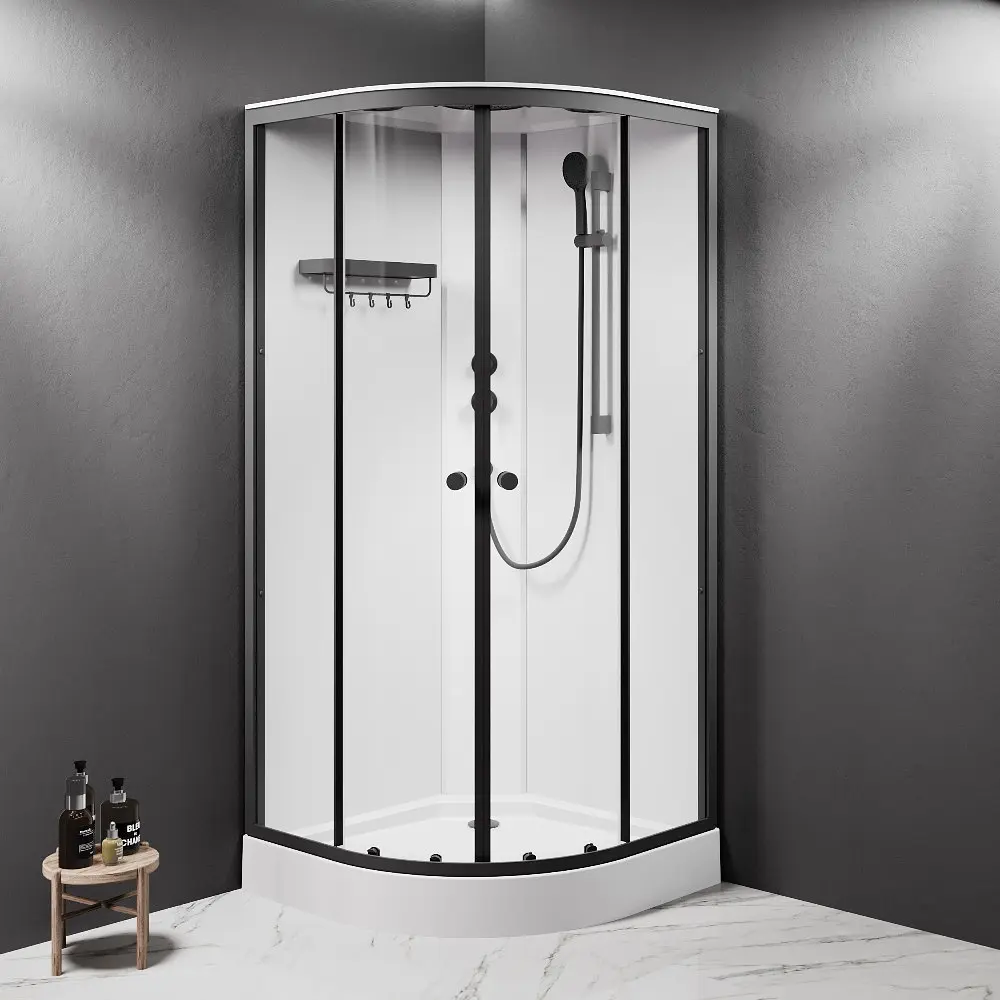 Душовий бокс AM.PM X-Joy 90x90 1/4 кола прозоре скло black matt W94C-401-090BT - фото 2