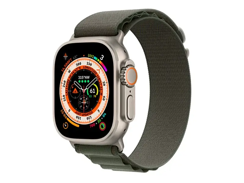 Смарт-годинник Apple Watch Ultra GPS + Cellular 49mm Titanium Case with Green Alpine Loop - Small (MNHC3/MNHJ3)