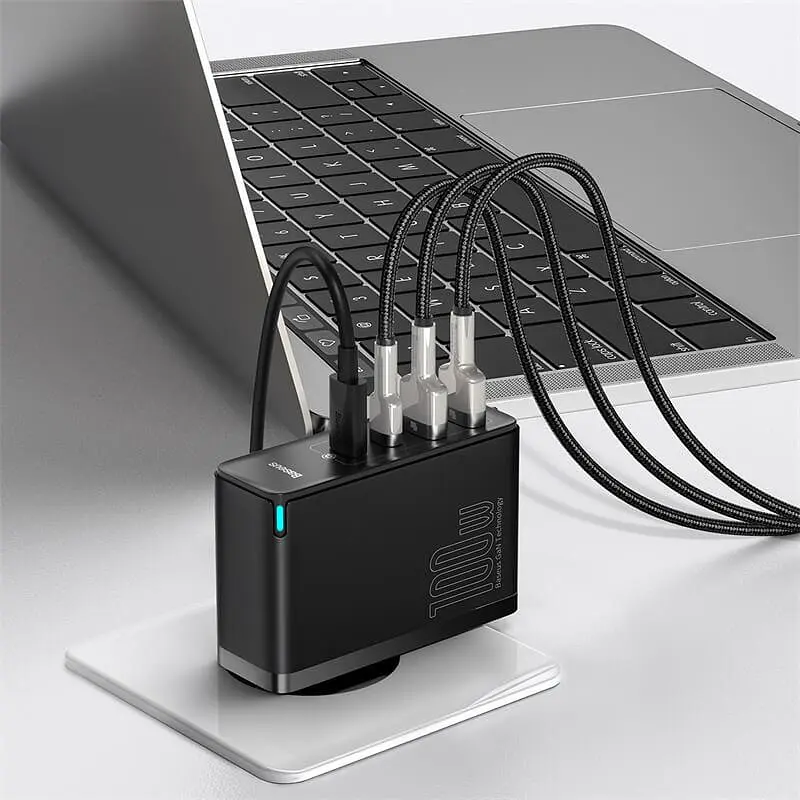Адаптер мережевий - блок - зарядний пристрій BASEUS GaN2 Pro 4 порти 100 W 5 A (CCGAN2P-L02) білий - фото 7