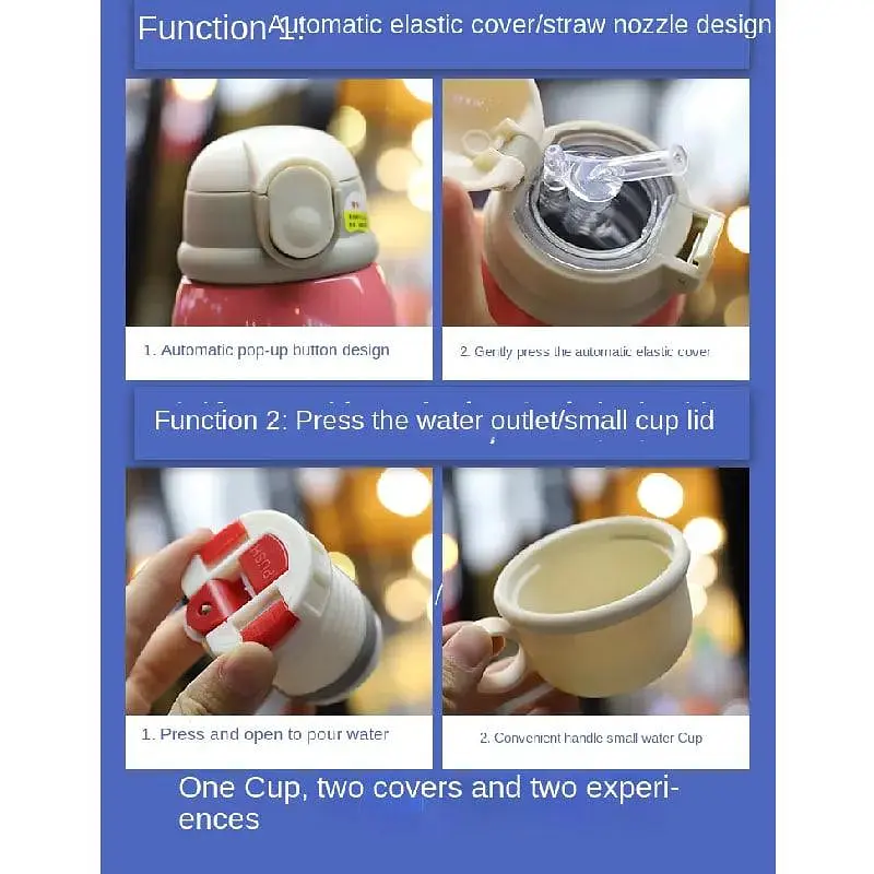 Детский термос - поилка в сумке с чашкой 3 в 1 600 ml Mumlove Синий - фото 4