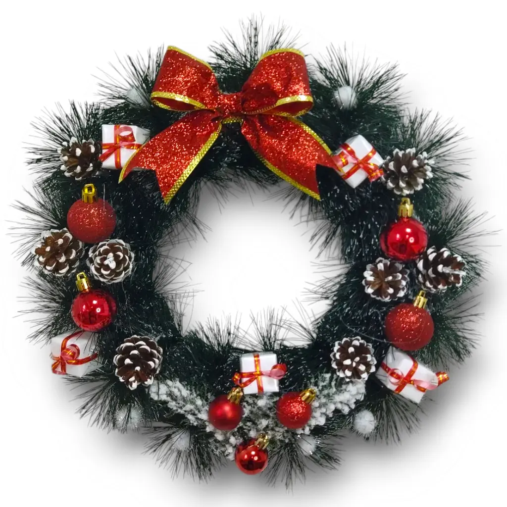 Новорічний вінок "Merry Christmas" 40 см різдвяний декоративний на двері (HC14)
