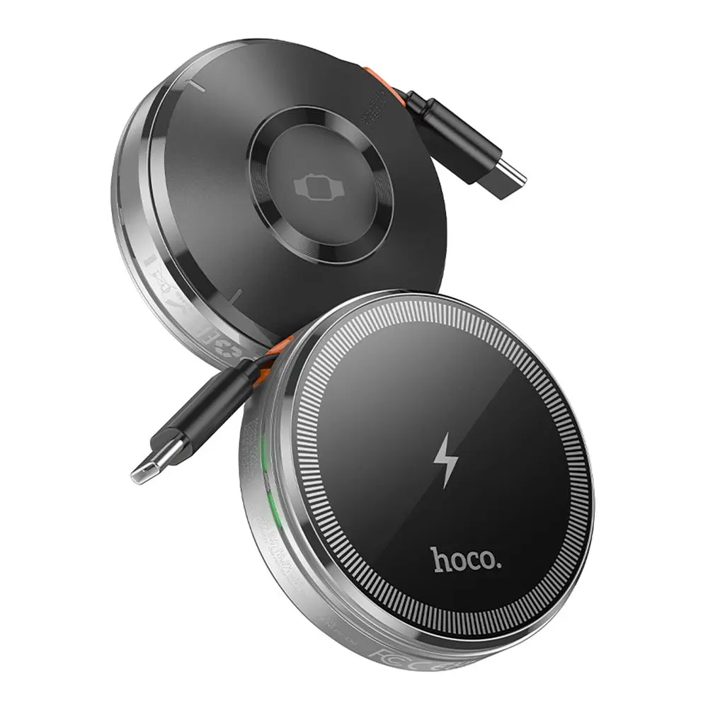 Бездротовий зарядний пристрій Hoco CQ18 2-in-1 15W MagSafe 7.5W Silver (36162_3606815) - фото 2